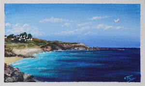 Plages et falaises acrylique - 15x25 cm