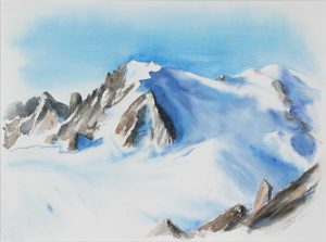 Mont Maudit aquarelle - 36x48 cm - 210 €