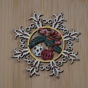 Flocon boule de Noël bois - 8.5 cm - 12 € (épuisé)