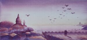 Basilique soleil aquarelle - 20x40 cm