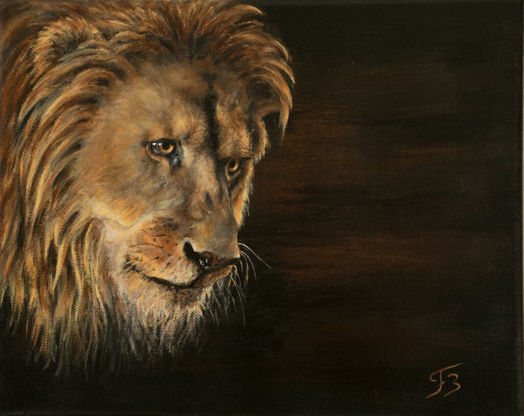 Lion acrylique - 24x30 cm