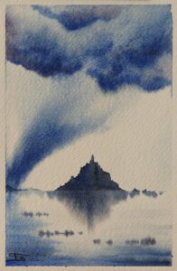 Mont St Michel orage aquarelle - 23x15 cm