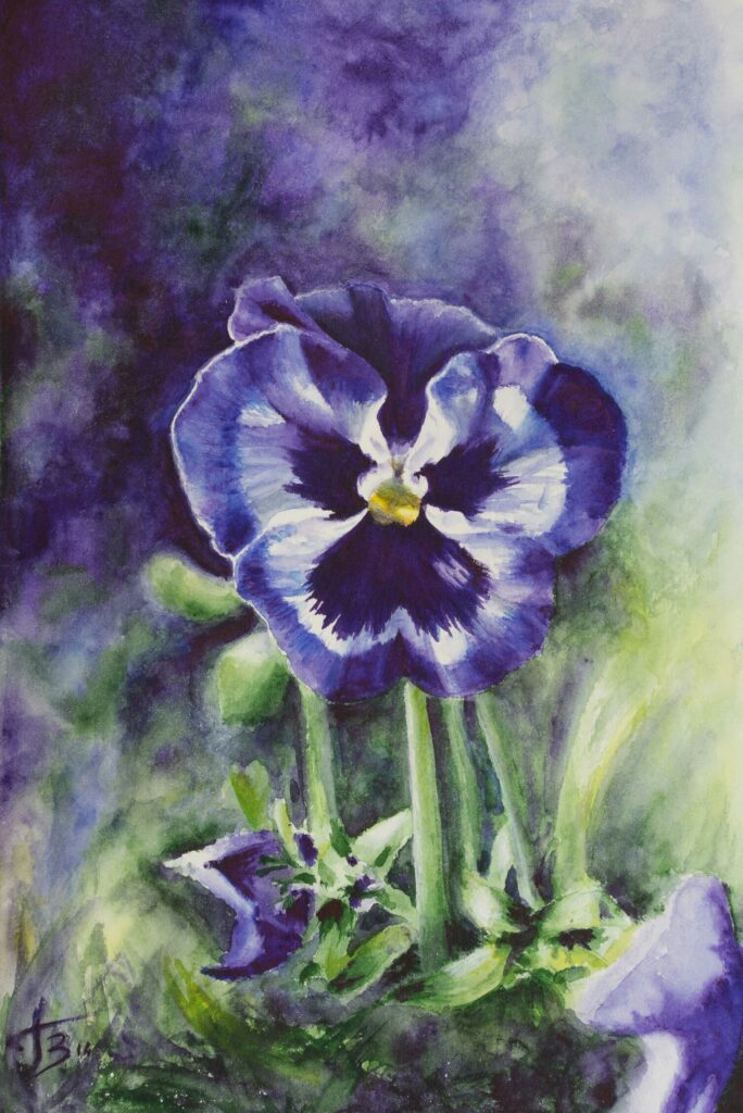 Pensée aquarelle - 19x12.5 cm
